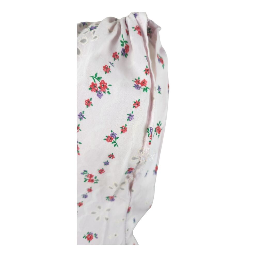 70s Vtg Sleeveless Floral Lace Detail Cotton Coquette Midi Dress LARGE Lavender - Picture 7 of 10